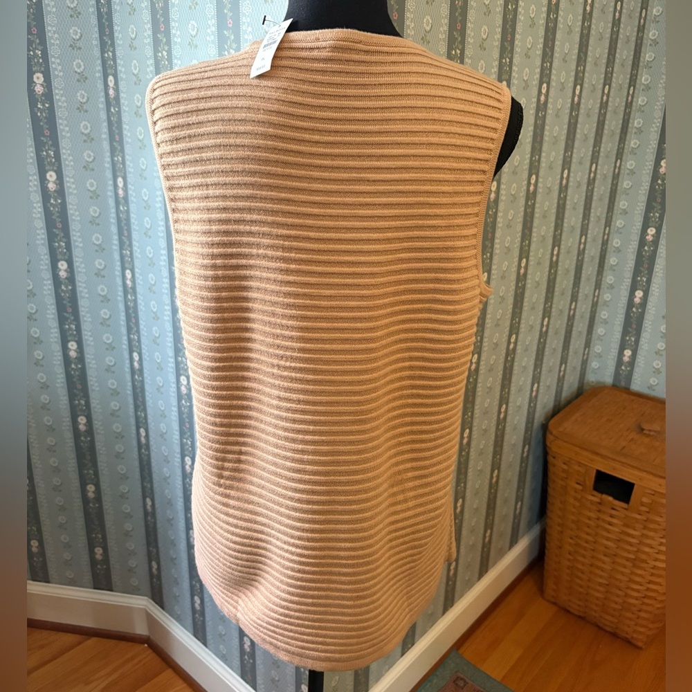 Talbots Tan Ribbed Relaxed Sweater Tank NWT - Picture 2 of 3
